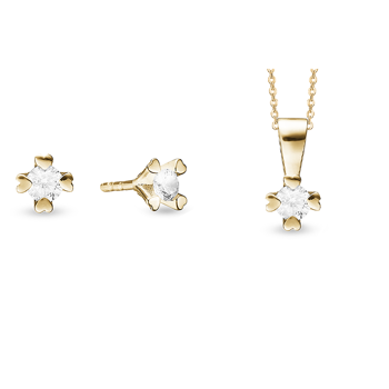 14 kt guld smykkesæt, Mary serien by Aagaard med ialt 0,60 ct labgrown diamanter